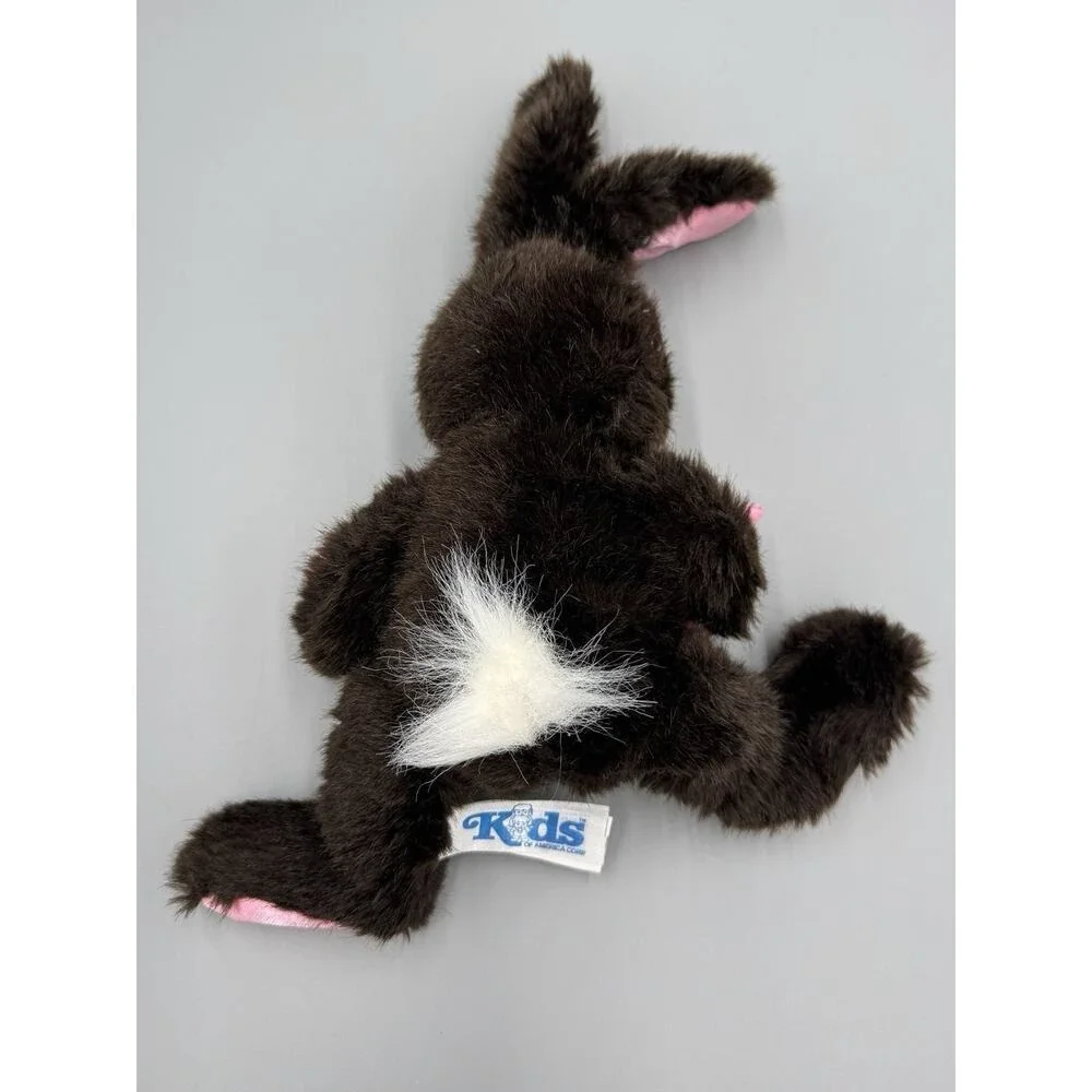 Kids of America Bunny Rabbit Brown Plush W/ Pink Ears Feet & Ribbon Bow 8